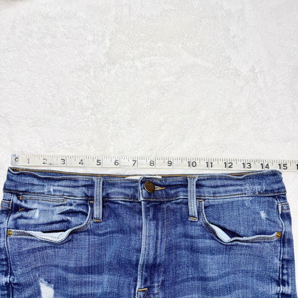FRAME Denim Le High Straight High Rise Cropped Distressed Blue Jeans size 28 - Picture 6 of 10